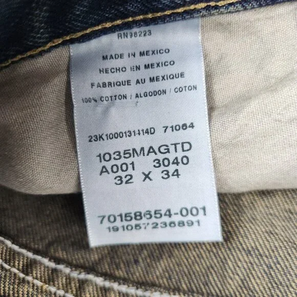 Magellan Jeans Mens 32x34 Blue Straight Denim Dark Wash Pants Outdoors Workwear - Picture 11 of 11